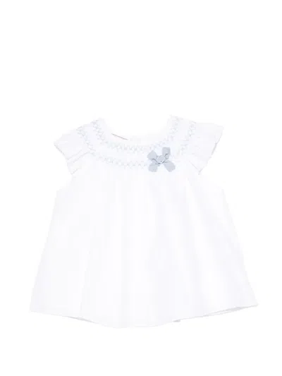 Paz Rodriguez Babies' Bow Smocked Shorts Set In White