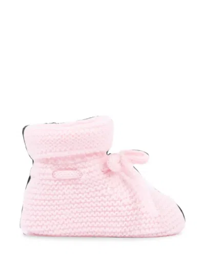 Paz Rodriguez Babies' Bow-detail Knitted Slippers In Pink