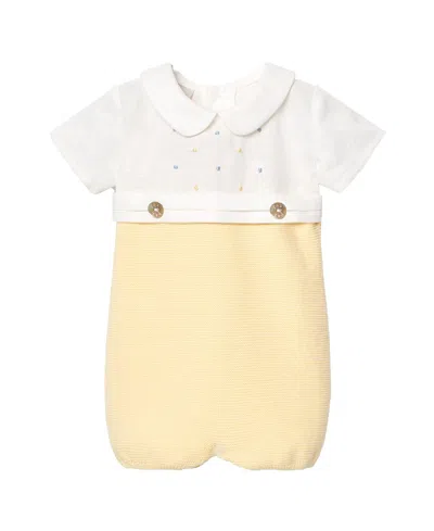 Paz Rodriguez Boys' Bico Combined Romper - Baby In White/yellow
