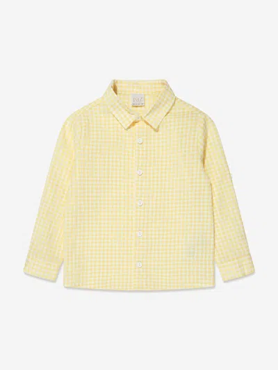 Paz Rodriguez Kids' Gingham Check Cotton Shirt In Yellow