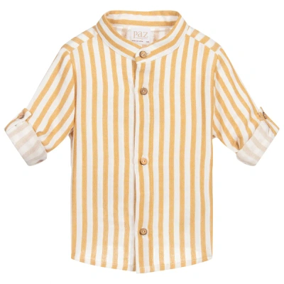 Paz Rodriguez Babies' Boys Ivory & Beige Striped Shirt