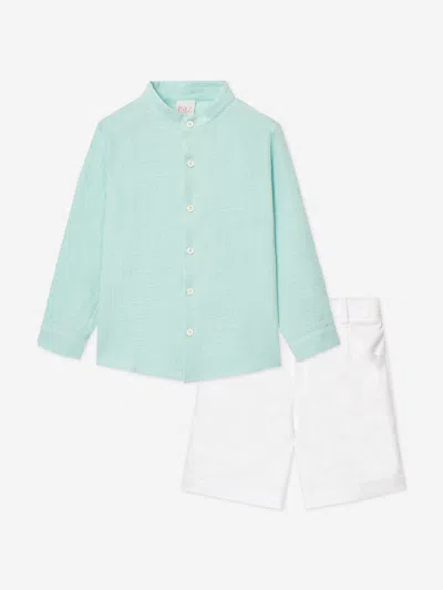 Paz Rodriguez Kids' Boys Shirt And Shorts Set In Green
