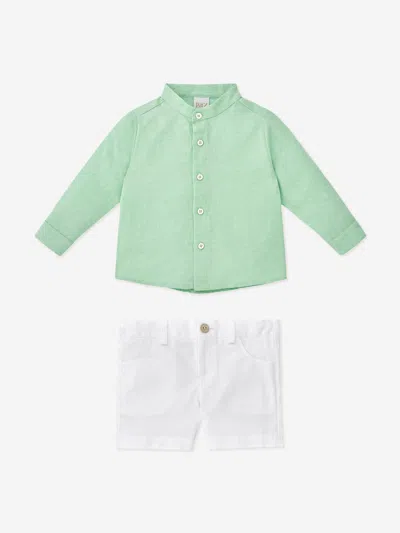 Paz Rodriguez Babies' Boys Shirt And Shorts Set In Green
