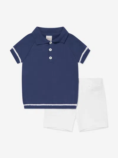 Paz Rodriguez Kids' Two-piece Cotton Shorts Set In Blue