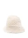 Paz Rodriguez Button-detail Crochet Bucket Hat In Neutral