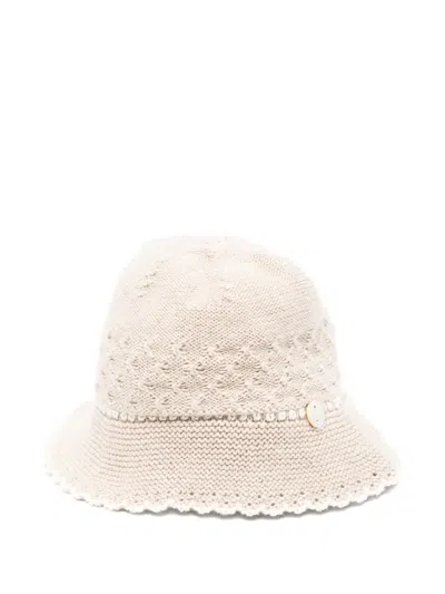 Paz Rodriguez Babies' Button-detail Crochet Bucket Hat In Neutral