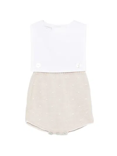 Paz Rodriguez Babies' Button Polka-dot Rompers In White