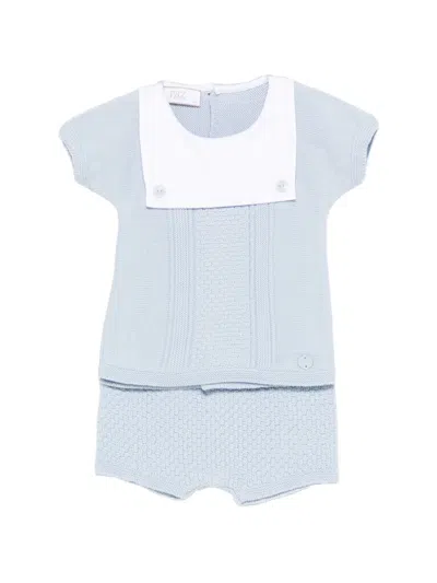 Paz Rodriguez Babies' Button Shorts Set In Blue