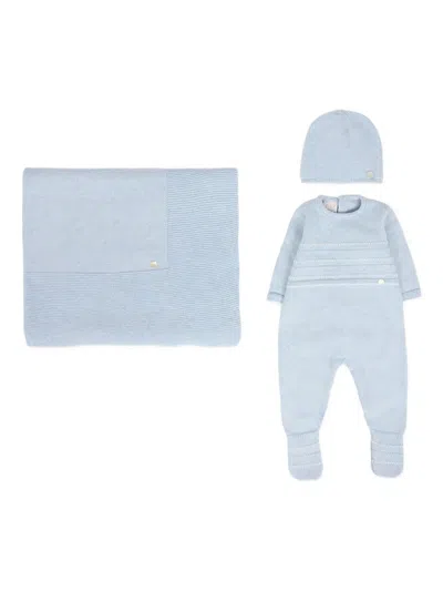 Paz Rodriguez Buttoned Babygrow Set In Blue