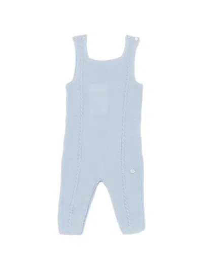 Paz Rodriguez Babies' Cable-knit Buttoned-shoulder Romper In Blue