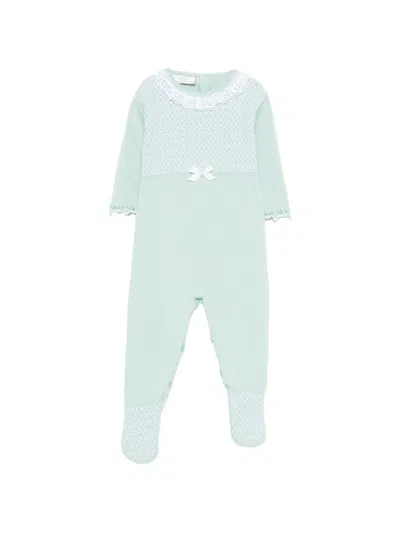 Paz Rodriguez Babies' Cauce Lace-trim Bow Pajamas In Green