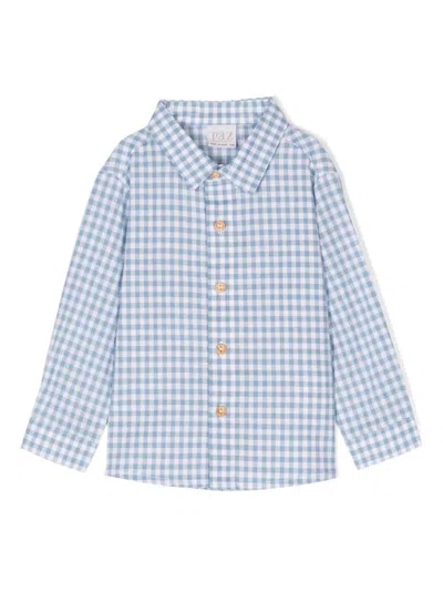 Paz Rodriguez Babies' Check-pattern Linen Shirt In Blue