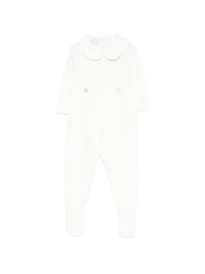 Paz Rodriguez Babies' Collared Knitted Pajamas In White