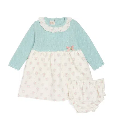 Paz Rodriguez Kids' Cotton-blend Dress And Bloomers Set In Blue