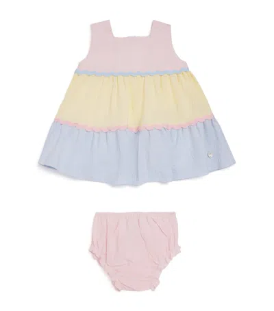 Paz Rodriguez Kids' Cotton-blend Dress And Bloomers Set In Blue