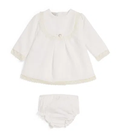 Paz Rodriguez Kids' Cotton-blend Lace Dress And Bloomers Set In White