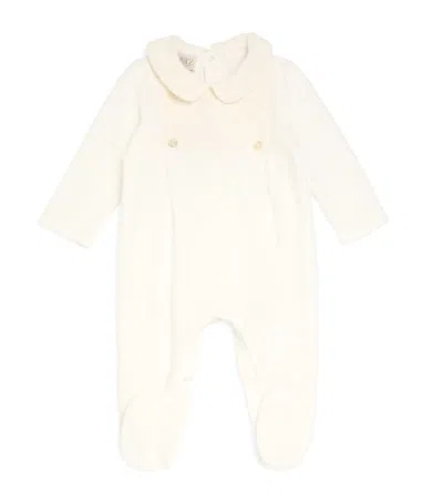 Paz Rodriguez Babies' Cotton-blend Velvet All-in-one In Neutral