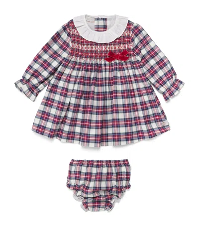 Paz Rodriguez Kids'  Cotton Check Dress And Bloomers Set In Red