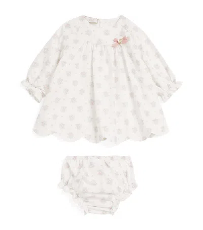 Paz Rodriguez Kids' Cotton Floral Semilla Dress And Bloomers Set In Green