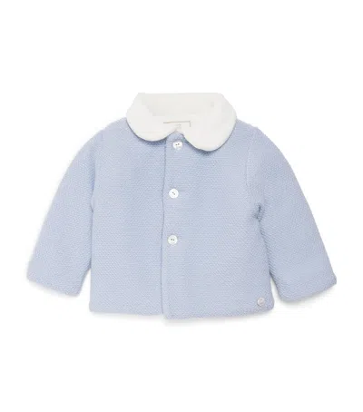 Paz Rodriguez Kids'  Cotton Knit Cardigan In Blue
