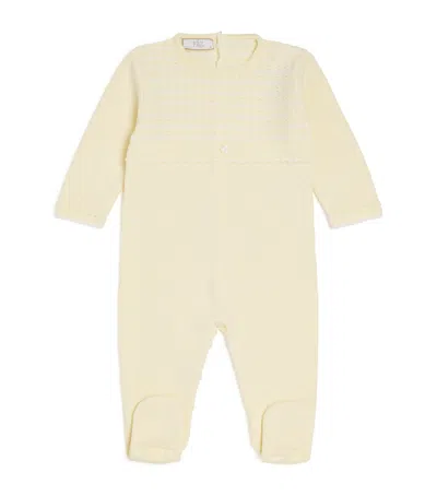 Paz Rodriguez Kids' Cotton Knitted Albor All-in-one In Yellow