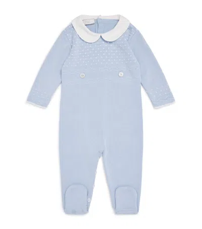 Paz Rodriguez Kids' Cotton Knitted All-in-one In Blue