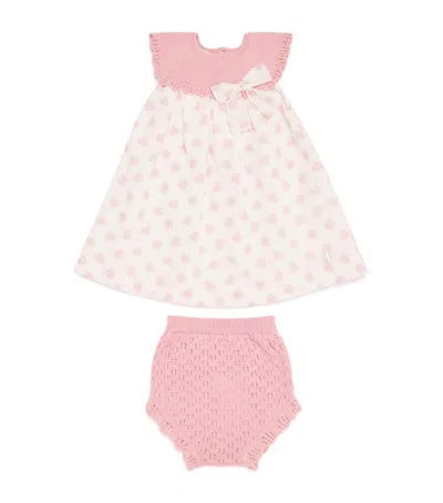 Paz Rodriguez Kids' Cotton Knitted Dress And Bloomers Set In Multi