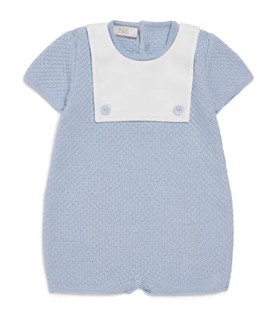 Paz Rodriguez Kids' Cotton Knitted Espuma Playsuit In Blue