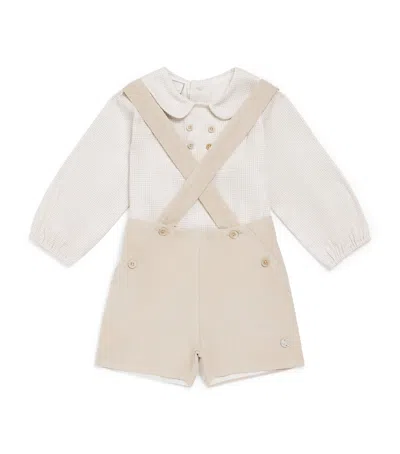 Paz Rodriguez Kids'  Cotton Shirt And Shorts Set In Neutral