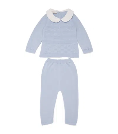 Paz Rodriguez Kids' Cotton Sweater And Leggings Set In Blue