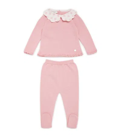 Paz Rodriguez Kids' Cotton Sweater And Leggings Set In Pink