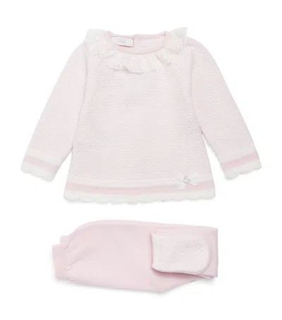 Paz Rodriguez Kids'  Cotton Sweater And Leggings Set In Pink