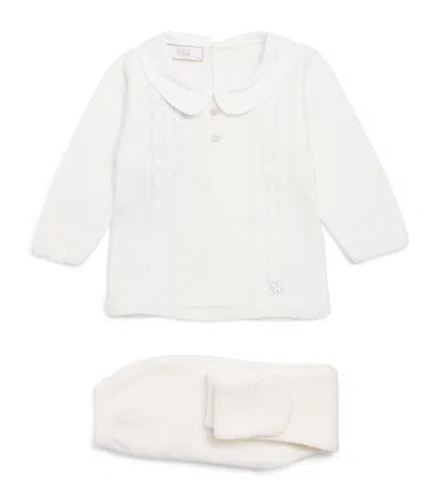 Paz Rodriguez Kids'  Cotton Sweater And Trousers Set In Neutral