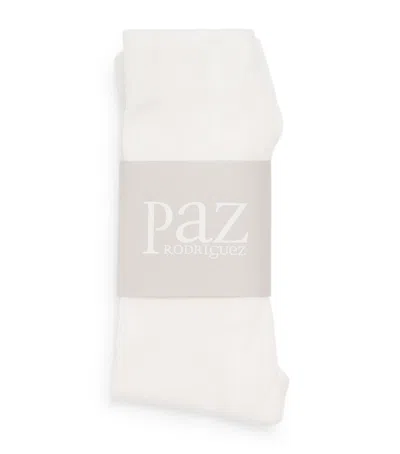 Paz Rodriguez Kids'  Cotton Tights In White