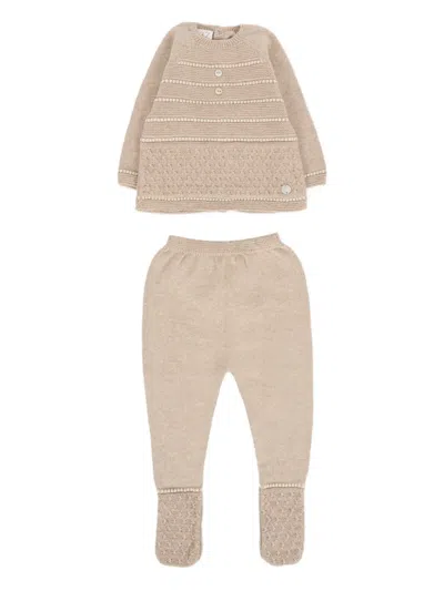 Paz Rodriguez Babies' Embellished Knitted Pajama In Neutral