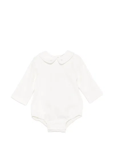 Paz Rodriguez Babies' Embroidered Peter-pan-collar Bodysuit In White