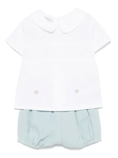 Paz Rodriguez Babies' Embroidered Shorts Set In White