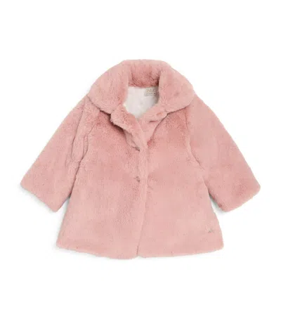Paz Rodriguez Kids' Faux Fur Coat In Pink