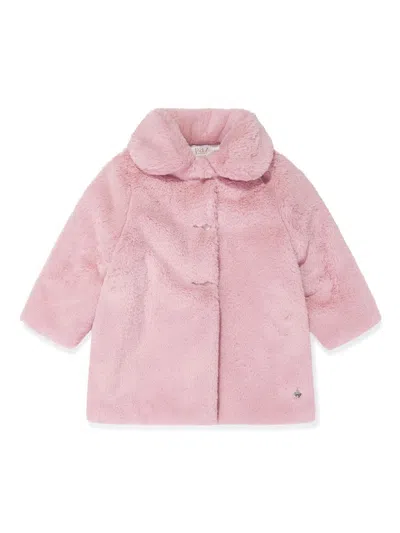 Paz Rodriguez Babies' Faux-shearling Single-breasted Coat In 粉色