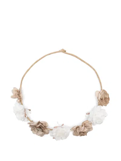 Paz Rodriguez Kids' Floral-appliqué Hair Wreath In Neutrals