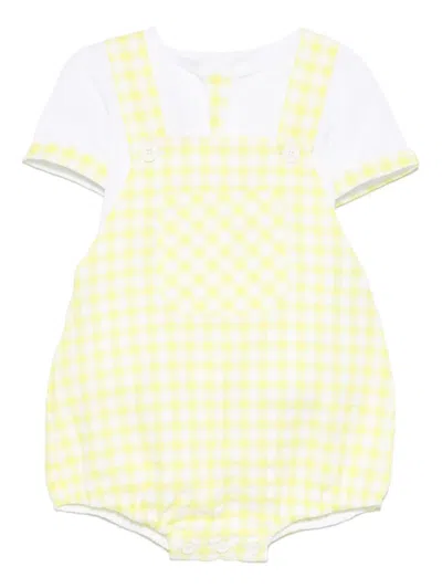 Paz Rodriguez Babies' Gingham-pattern Shorties Set In Yellow
