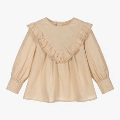 Paz Rodriguez Kids' Girls Beige Ruffle Blouse