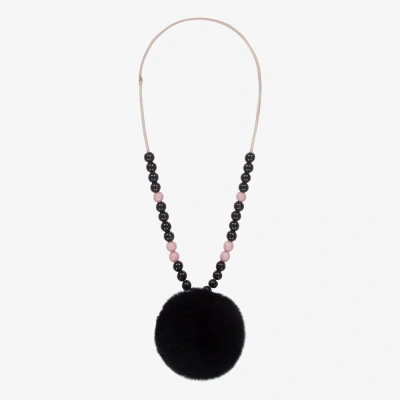 Paz Rodriguez Kids' Girls Black Pom-pom Necklace