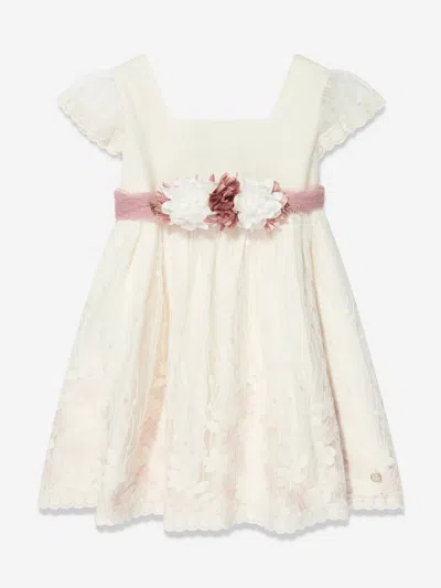Paz Rodriguez Kids' Floral-appliqué Lace Dress In Ivory