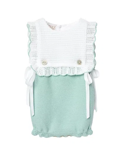 Paz Rodriguez Girls' Eido Cotton Romper - Baby In Water Green/white