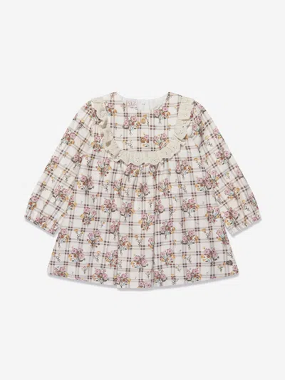 Paz Rodriguez Babies' Girls Floral Dress In Ivory
