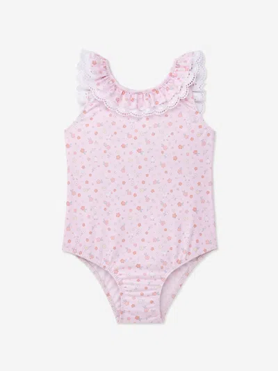 Paz Rodriguez Babies' Ruffled Graphic-print Swimsuit In Pink