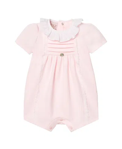 Paz Rodriguez Girls' Interlock Romper - Baby In Chalk Pink/white