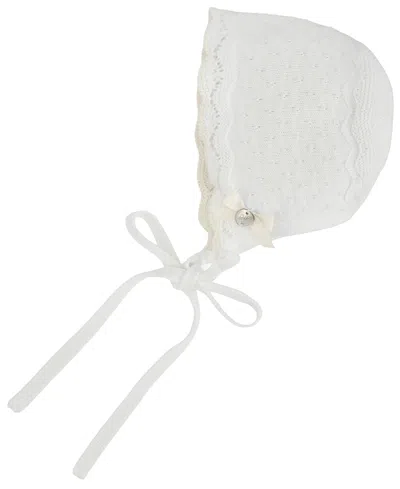 Paz Rodriguez Girls' Newborn Paz V26 Bonnet - Baby In White