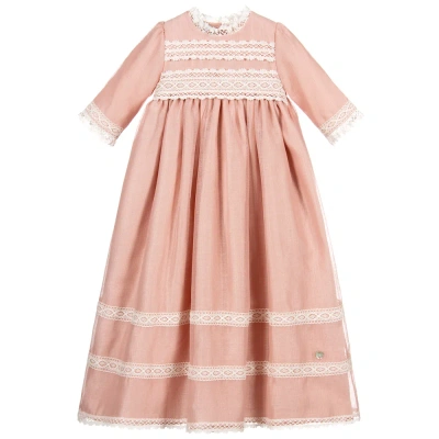 Paz Rodriguez Babies' Girls Pink & Ivory Lace Ceremony Gown